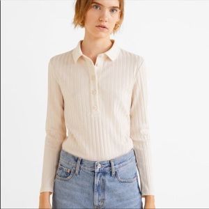 Mango “cole” ribbed long-sleeve polo